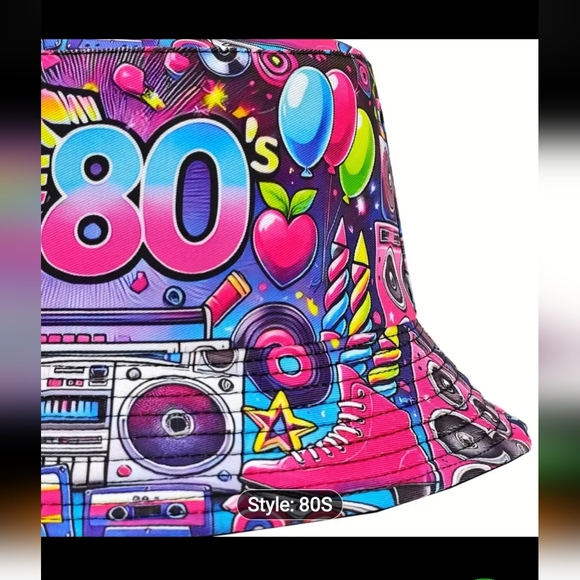 NWT - 80'S Retro Vintage Reversible Bucket Hat 22"-23" Unisex - Picture 4 of 8